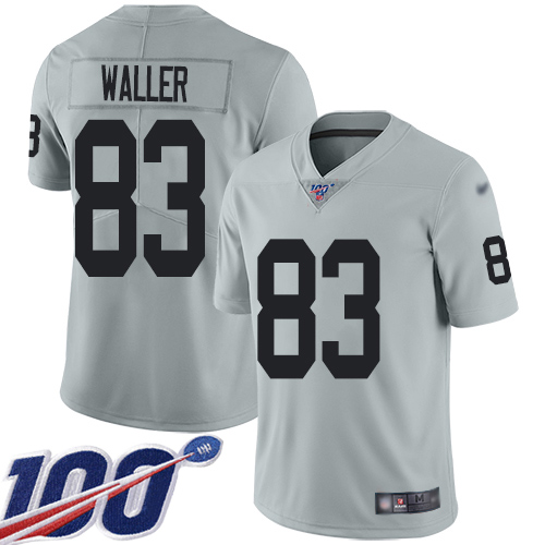 Men Oakland Raiders Limited Silver Darren Waller Jersey NFL Football #83 100th Season Inverted Legend Jersey